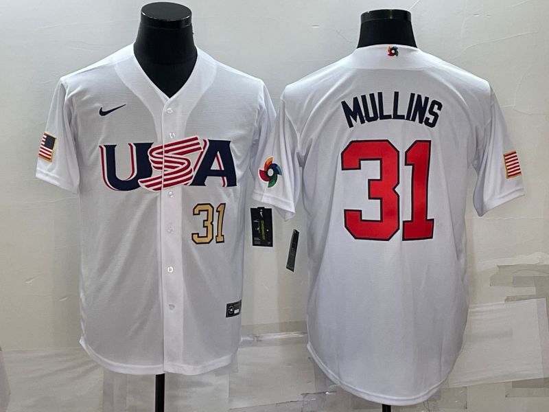 Men 2023 World Cub USA #31 Mullins White Nike MLB Jersey4->more jerseys->MLB Jersey